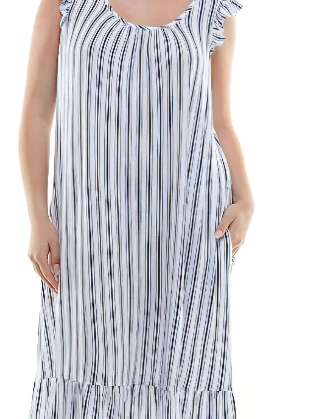croft & barrow White and Black Striped Sleeveless Chemise